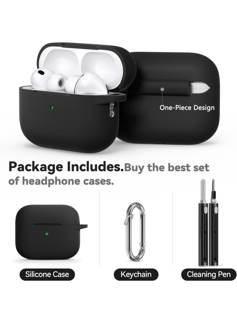 AirPods Pro 3 Case (2025), Soft Silicone Protective Case Cover Compatible with Apple AirPods Pro 3rd Generation (USB-C Cable) for Women Men with Cleaning Kit and Keychain - Image 3